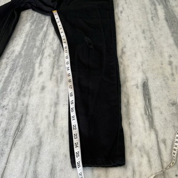 Forever 21 Black Bib Overall Ripped Skinny Jeans Size 26 Distressed Festival - Picture 11 of 15